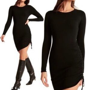Abercrombie & Fitch Elegant Black Ruched Sweater Dress